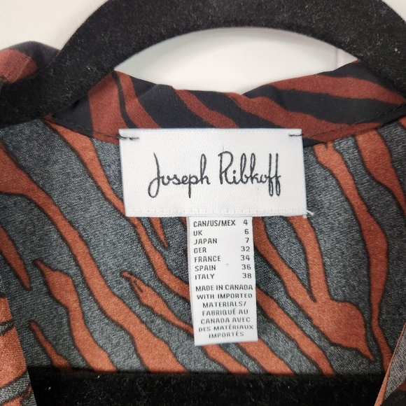 Joseph Ribkoff Brown Animal Print Midi Dress Long Sleeve Pockets Duster Size 4 - Picture 11 of 14